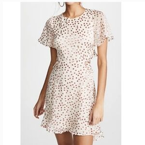 ASTR Elsie Dress  cream with copper polka dot burnout open flowy back